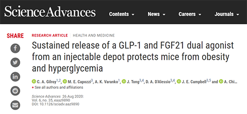 GLP1-ELP和ELP-FGF21协同治疗具有减肥作用 龙8唯一官网